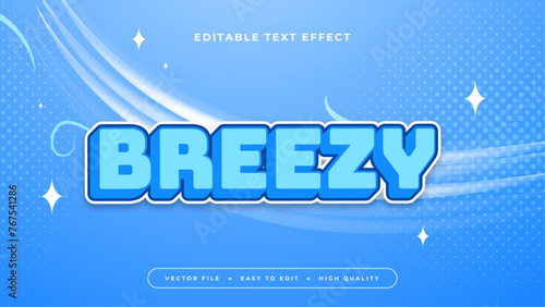 Blue and white breezy 3d editable text effect - font style