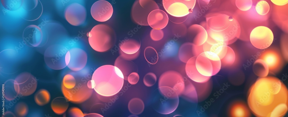 Soft bokeh effect creates a fantasy of pink and blue orbs dancing in the dark.