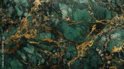 Green Marble with golden texture background	 