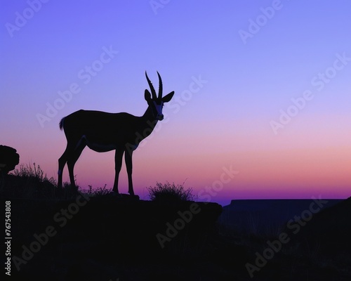 Antelope silhouette at twilight serene colors