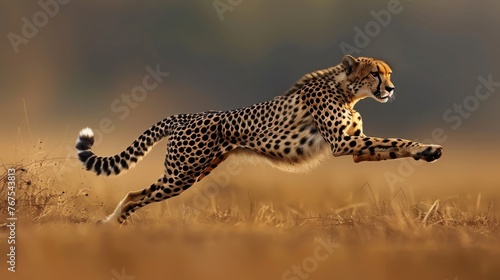 Agile cheetah in full sprint savannah chase