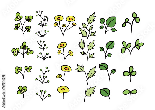 手書き風かわいい植物のゆるいイラスト