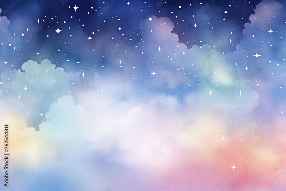 Fototapeta premium Watercolor night sky. Beautiful hand drawn background