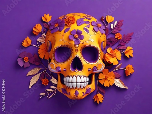 Sugar Skull calendula Dead holiday Mexico bones