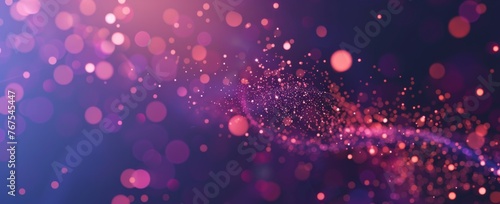 Surreal light wave traversing a tranquil backdrop with a bokeh particle effect in purple and blue hues.