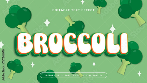 Green white and orange broccoli 3d editable text effect - font style