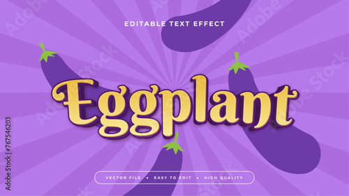 Orange purple violet and green eggplant 3d editable text effect - font style