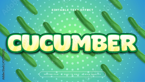 Blue yellow and green cucumber 3d editable text effect - font style