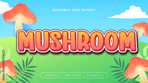 Red green and blue mushroom 3d editable text effect - font style