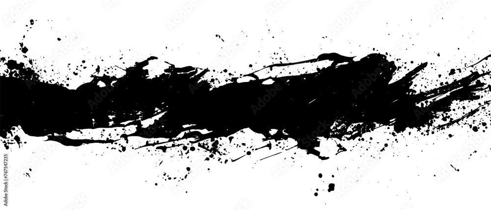 artistic texture of ink brush strokes, Isolated ink splashes and drops. Different handdrawn spray design, grunge splash