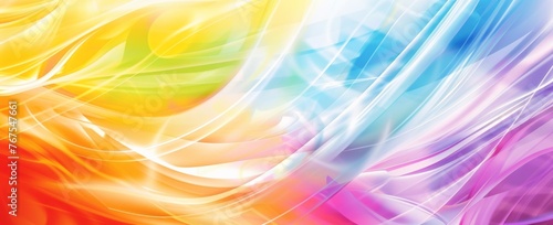 Vibrant abstract swirls of color create a dynamic background, evoking energy and movement in a rainbow spectrum.
