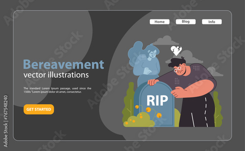 Bereavement portrayal. A poignant tribute to a lost spouse, enveloped
