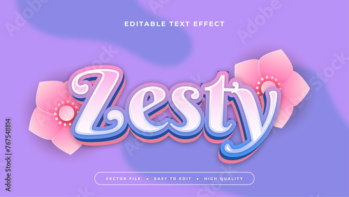 Pink white and purple violet zesty 3d editable text effect - font style