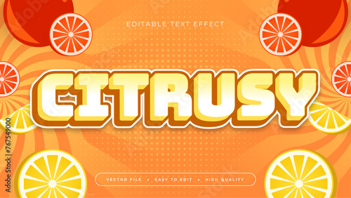 Red orange and yellow citrusy 3d editable text effect - font style
