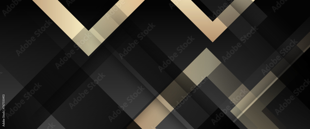 Black and gold vector gradient abstract banner design. Graphic design element modern style concept for background, banner, flyer, card, wallpaper, cover, or brochure - obrazy, fototapety, plakaty 