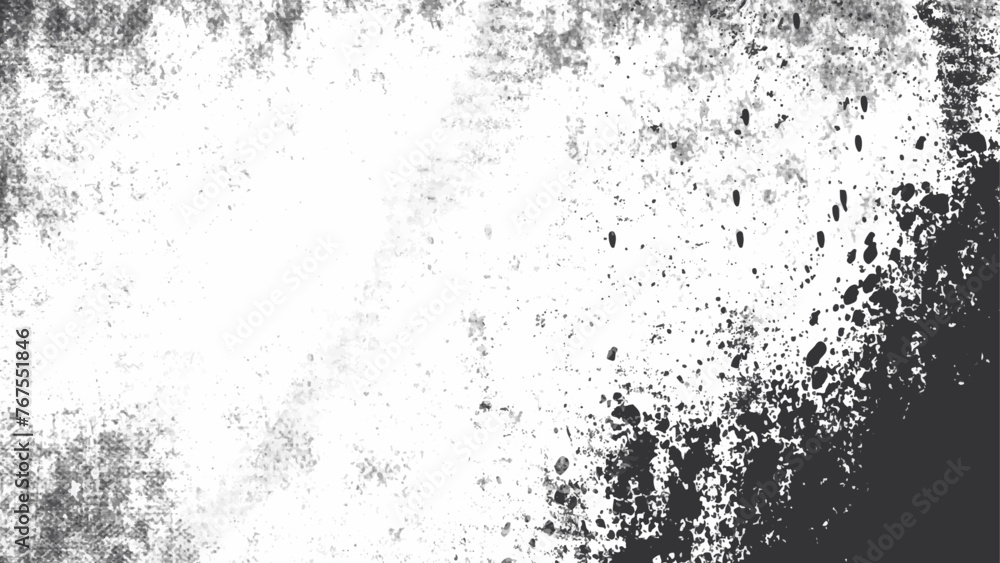 Black and white grunge background. Dark monochrome surface. Old vintage vector pattern.

