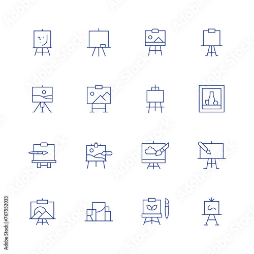 Canvas line icon set on transparent background with editable stroke. Containing canvas, paintcanvas, paint, easel, stilllife.