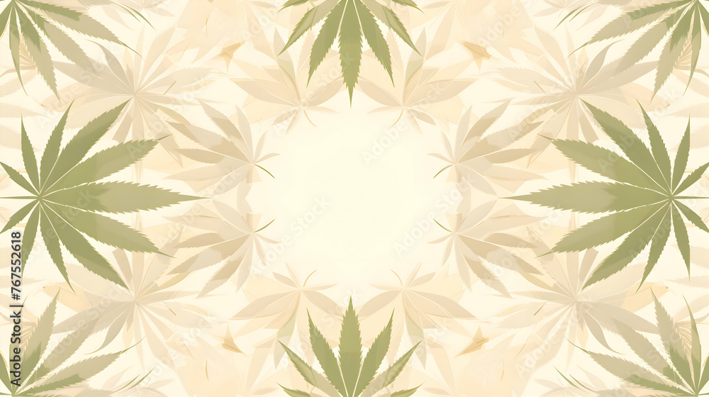 Boho cannabis leafs shapes beige colors background with empty space for texts. Creative boho wallpaper. Boho cannabis leafs shapes beige colors background with empty space for texts. Creative boho wallpaper.