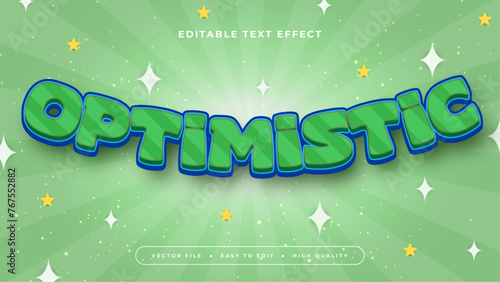 Green blue and white optimistic 3d editable text effect - font style