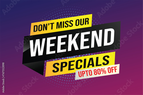 weekend specials word concept vector illustration and 3d style, landing page, template, ui, web, mobile app, poster, banner, flyer, background, gift card, coupon, label, wallpaper