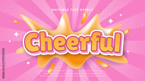 Pink orange and white cheerful 3d editable text effect - font style