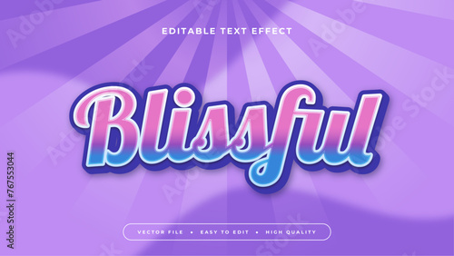 Blue purple violet and white blissful 3d editable text effect - font style