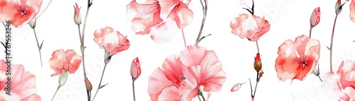 Carnations in watercolor seamless pattern