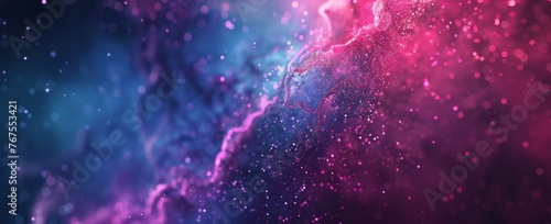 Astral collision of blue and magenta hues  speckled with stars  creates an otherworldly abstract cosmic background.