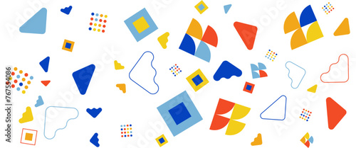 Colorful vector abstract banners with memphis geometric shapes. For banner, background, cover, poster, wallpaper, presentation background, certificate