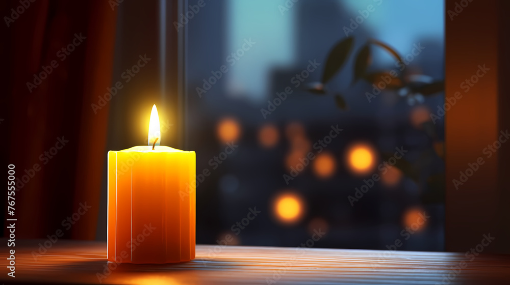 Candles light up the foggy room Candles light up the foggy room