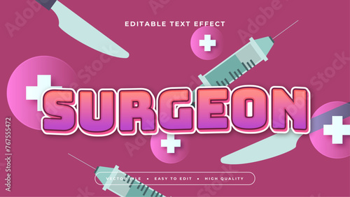 White purple violet and gray grey surgeon 3d editable text effect - font style