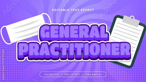 White and purple violet general practitioner 3d editable text effect - font style