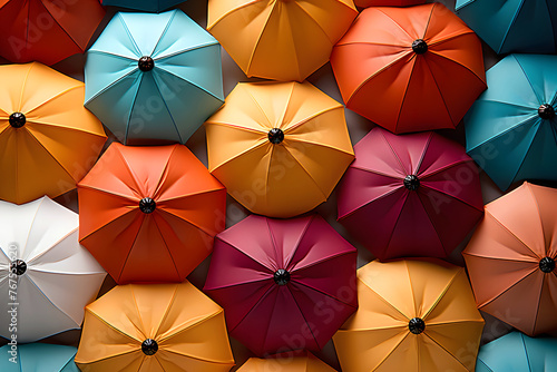 opened colored umbrellas. background abstraction. top view photo