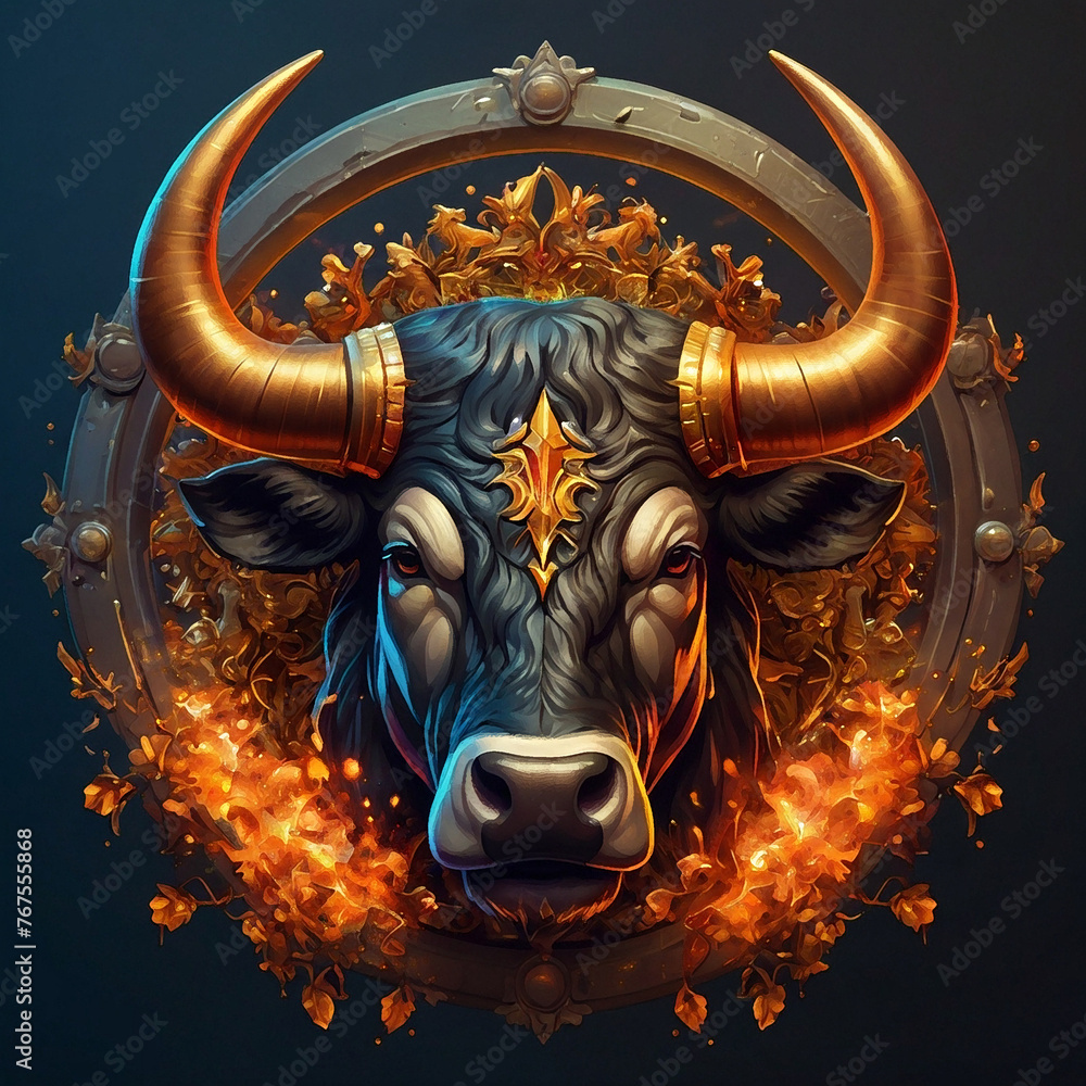 Animal character illustration head bull Animal character illustration head bull