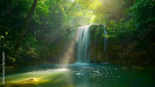 Captivating Forest Waterfall Immersing Visitors in Serene Natural Wonder and Tranquility