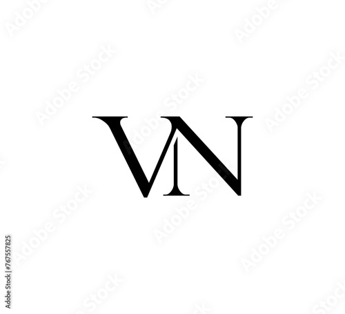 Initial Letter Logo. Logotype design. Simple Luxury Black Flat Vector VN
