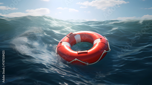 Lifebuoy floating on the sea, symbolizing safety