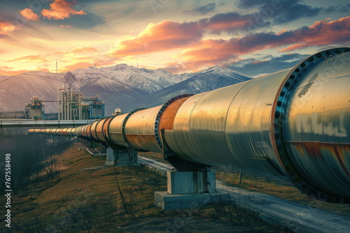 oil pipeline with building background, oil storage