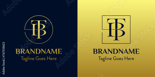 Letters BT In Circle and Square Logo Set, for business with BT or TB initials