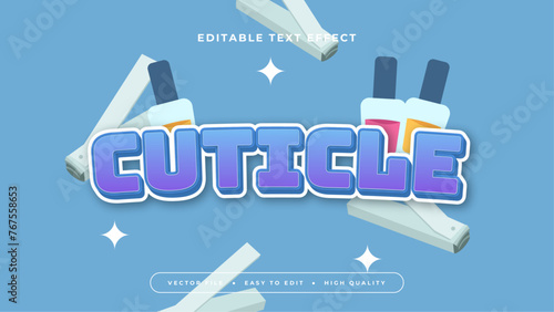 Blue white and purple violet cuticle 3d editable text effect - font style
