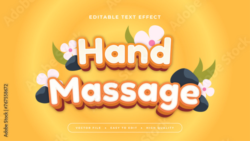 Orange yellow and white hand massage 3d editable text effect - font style