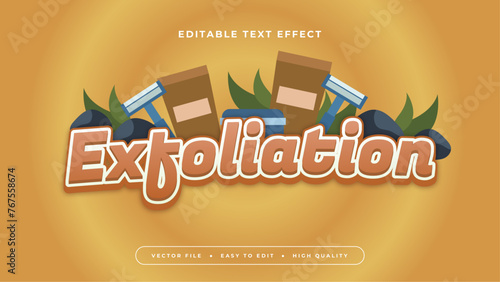 Brown blue and white exfoliation 3d editable text effect - font style