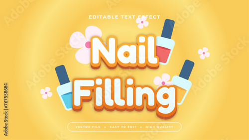 Orange white and blue nail filing 3d editable text effect - font style
