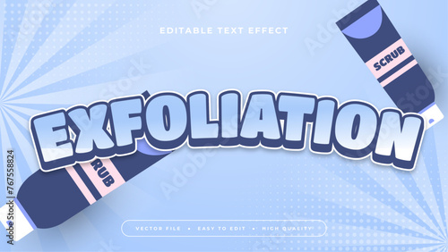 Blue and white exfoliation 3d editable text effect - font style