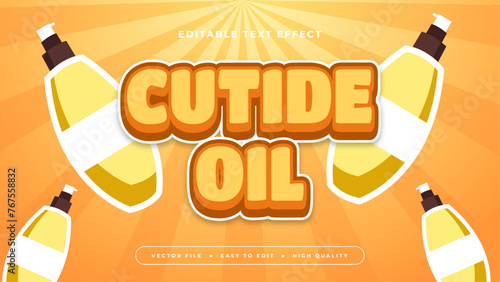 Yellow orange and white cutide oil 3d editable text effect - font style