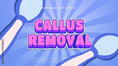 Purple violet blue and white callus removal 3d editable text effect - font style