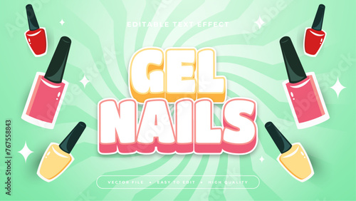 Colorful gel nails 3d editable text effect - font style