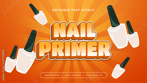 Orange white and black nail primer 3d editable text effect - font style