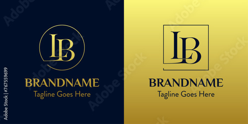 Letters BL In Circle and Square Logo Set, for business with BL or LB initials