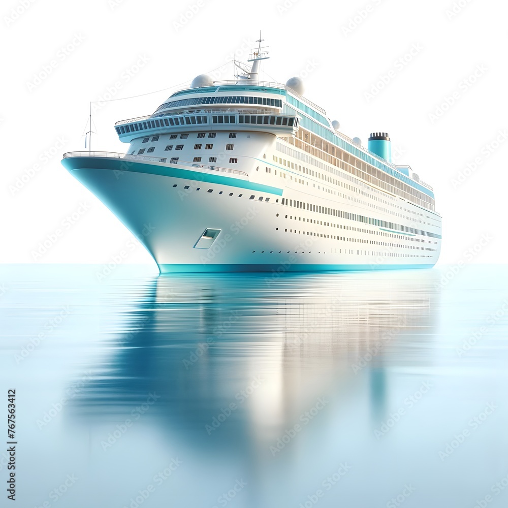Cruise Liner Vacation Ship Illustration on the Blue Ocean